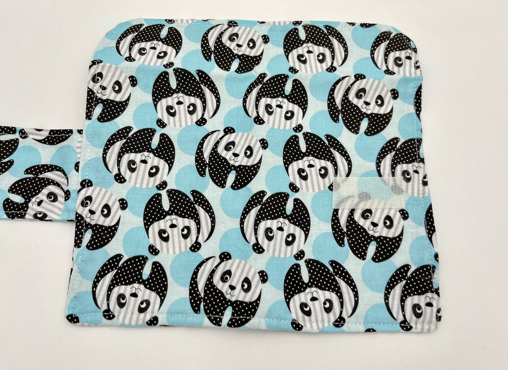 Privacy Pouch, Tampon Case, Sanitary Pad Case, Pad Pouch, Tampon Bag, Tampon Cozy, Tampon Holder - Panda Bears Blue