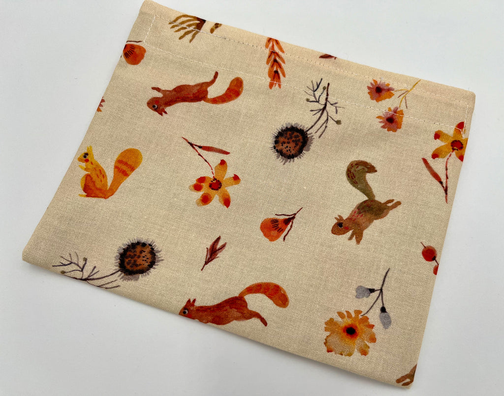 Reusable Snack Bag, Reusable Baggie, Animal Snack Bag, Fabric Snack Bag, Reusable Fabric Snack Bag - Autumn Squirrels