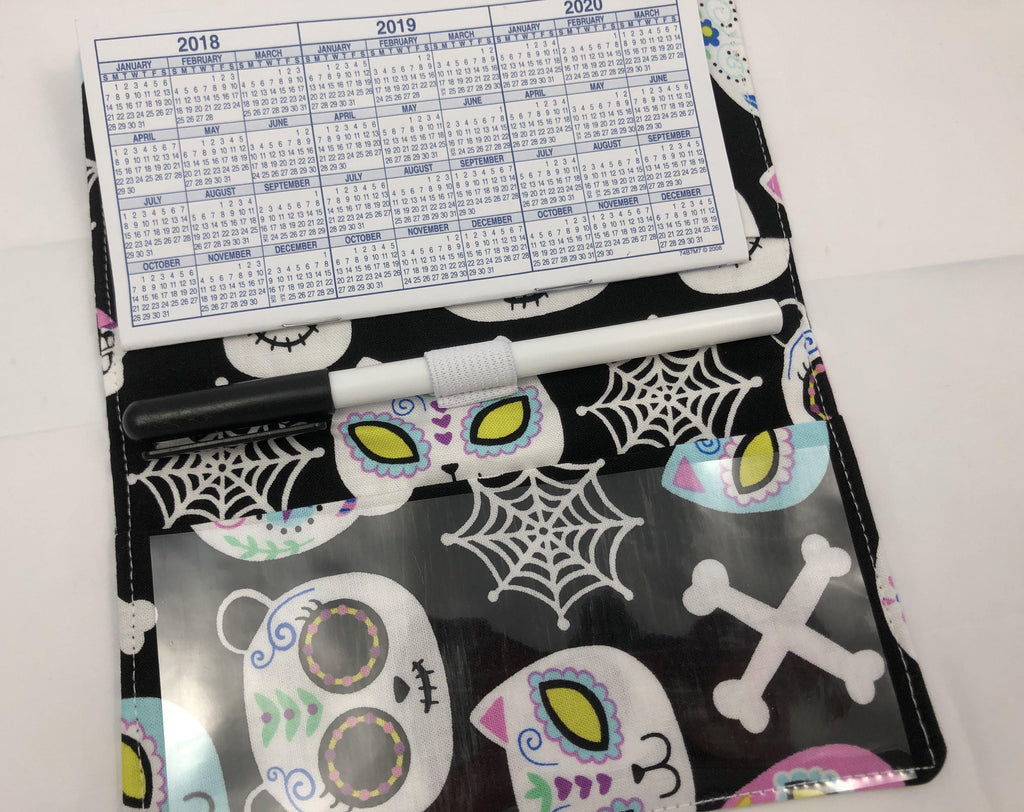 Day of the Dead Checkbook Cover, Women’s Duplicate Check Book, Black Animals - EcoHip Custom Designs