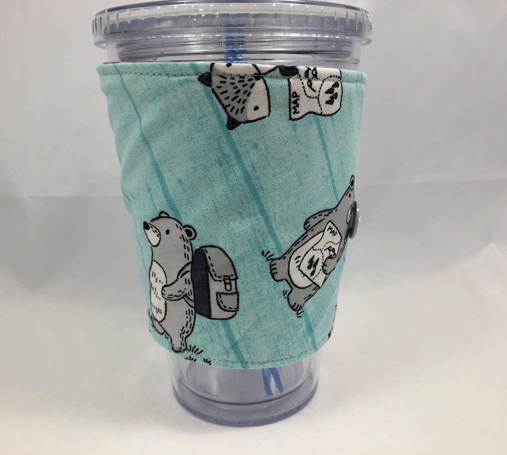 Dogs Reversible Coffee Cozy, Insulated Coffee Cup Sleeve,  Hot Drink Cozy, Animals - EcoHip Custom Designs