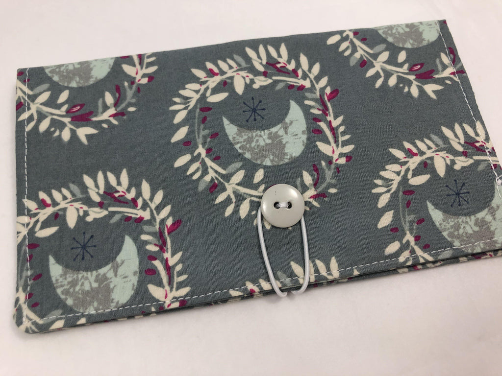 Moon Duplicate Checkbook, Gray Fabric Duplicate Check Book, Checkbook Wallet - EcoHip Custom Designs