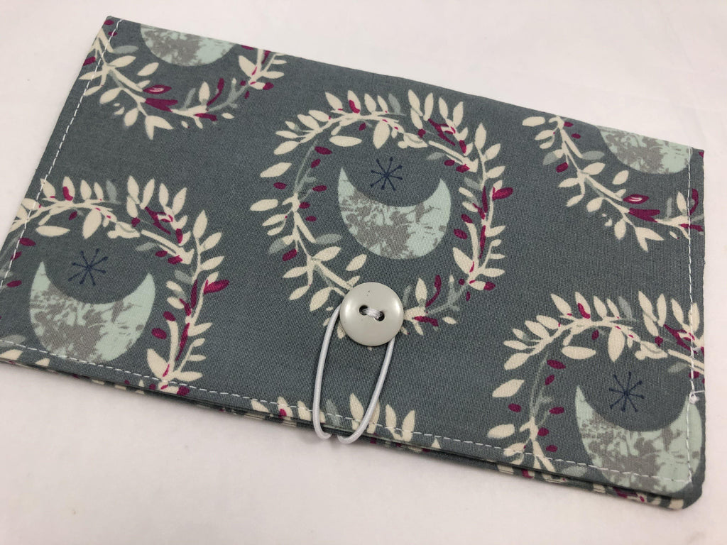 Moon Duplicate Checkbook, Gray Fabric Duplicate Check Book, Checkbook Wallet - EcoHip Custom Designs