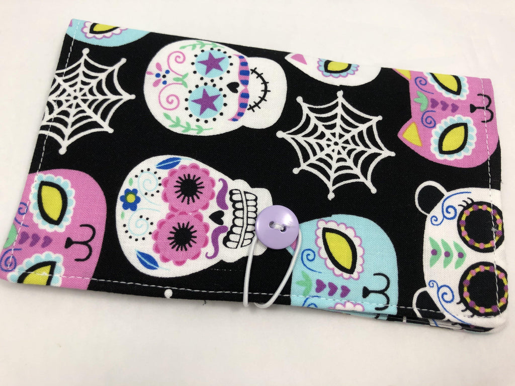 Day of the Dead Checkbook Cover, Women’s Duplicate Check Book, Black Animals - EcoHip Custom Designs