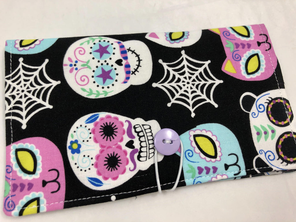 Day of the Dead Checkbook Cover, Women’s Duplicate Check Book, Black Animals - EcoHip Custom Designs