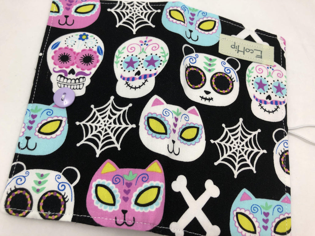 Day of the Dead Checkbook Cover, Women’s Duplicate Check Book, Black Animals - EcoHip Custom Designs