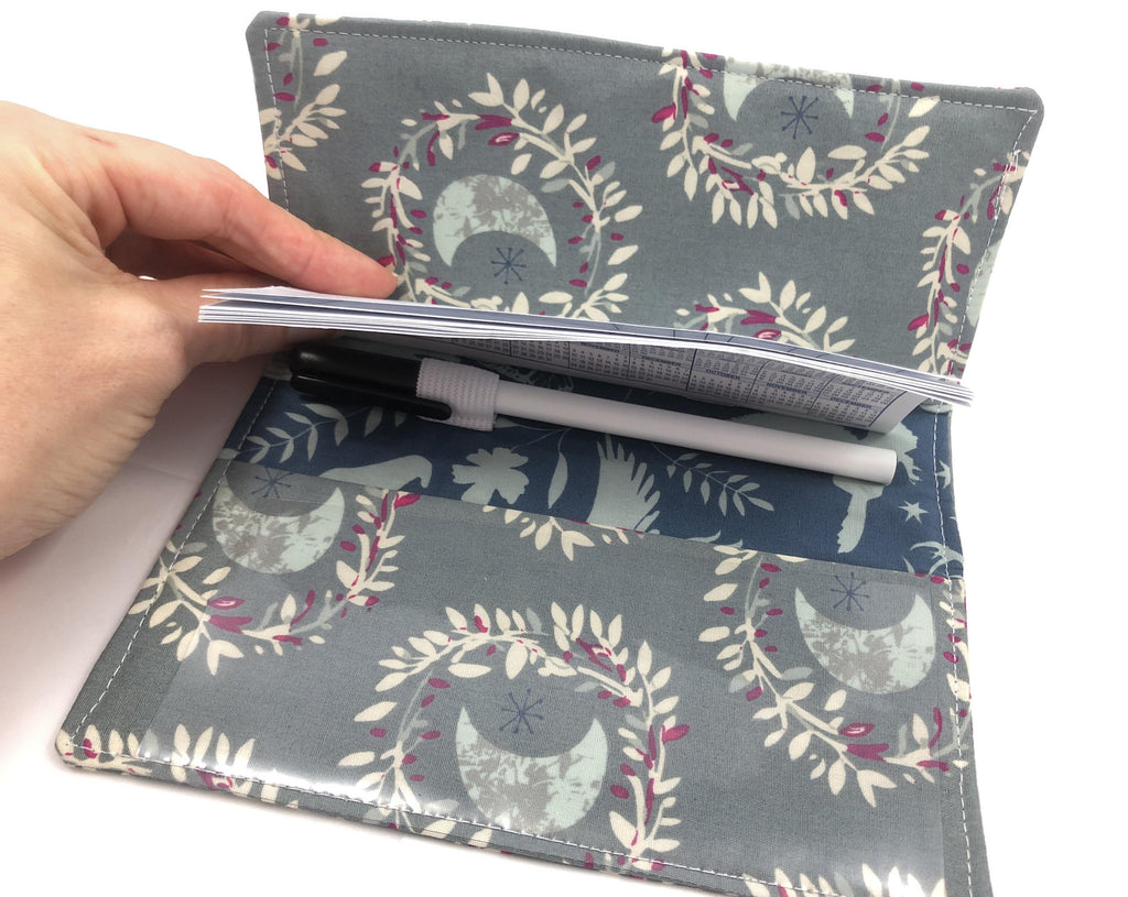 Moon Duplicate Checkbook, Gray Fabric Duplicate Check Book, Checkbook Wallet - EcoHip Custom Designs