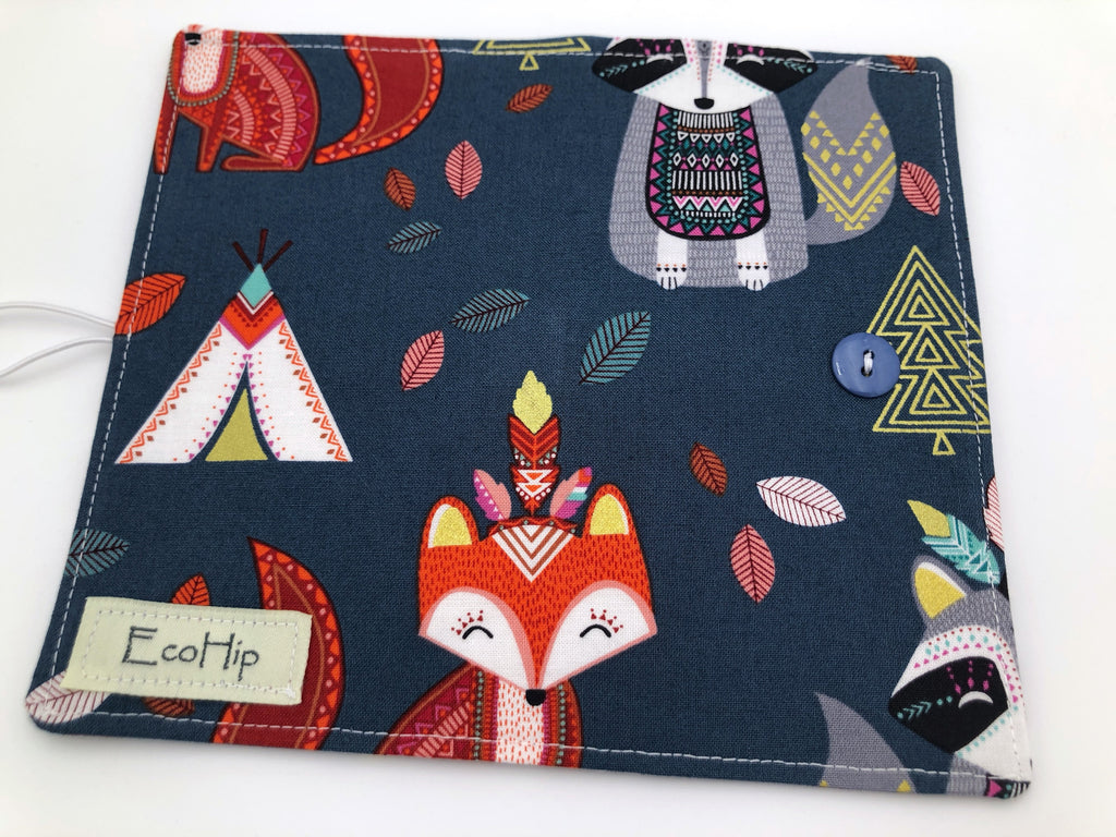 Animals Checkbook Cover, Women’s Duplicate Check Book, Gray, Hedgehog, Fox - EcoHip Custom Designs