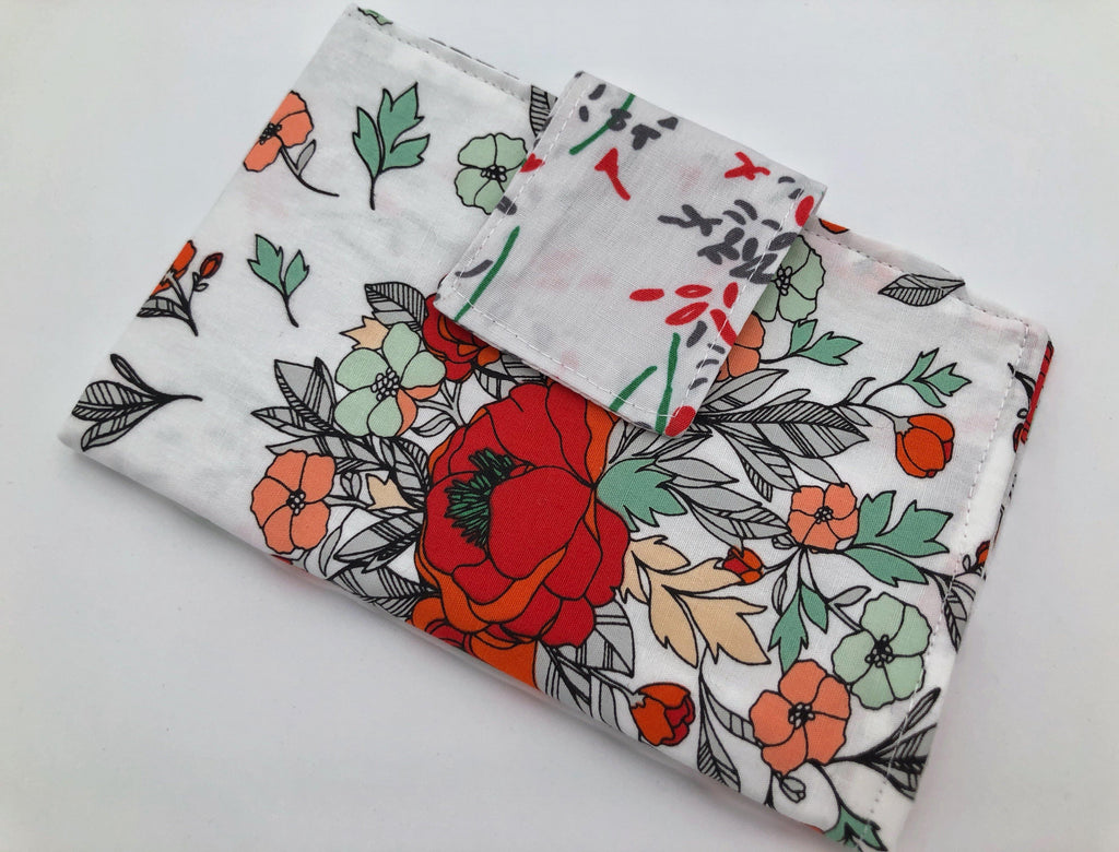 Red Floral Tampon Case, Sanitary Pad Bag, Shark Week Privacy Wallet - EcoHip Custom Designs