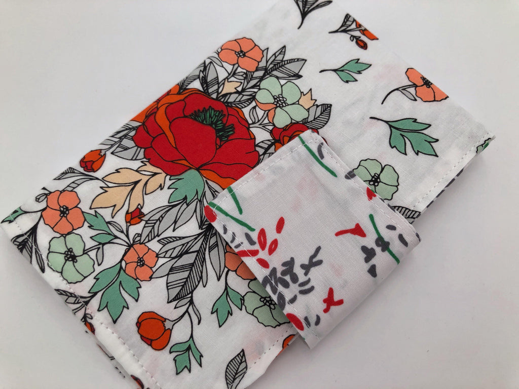 Red Floral Tampon Case, Sanitary Pad Bag, Shark Week Privacy Wallet - EcoHip Custom Designs