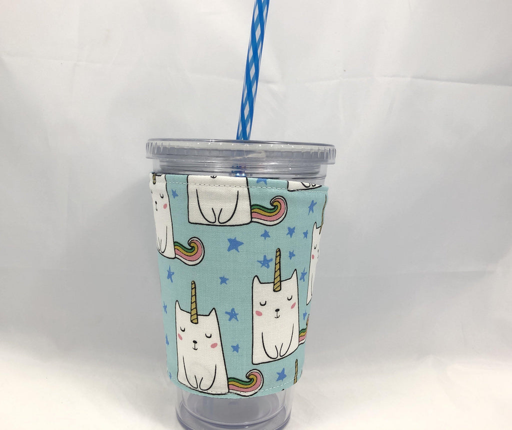 Catirorn Reversible Coffee Cozy, Unicorn Insulated Hot Drink Sleeve, Coffee Lovers - EcoHip Custom Designs