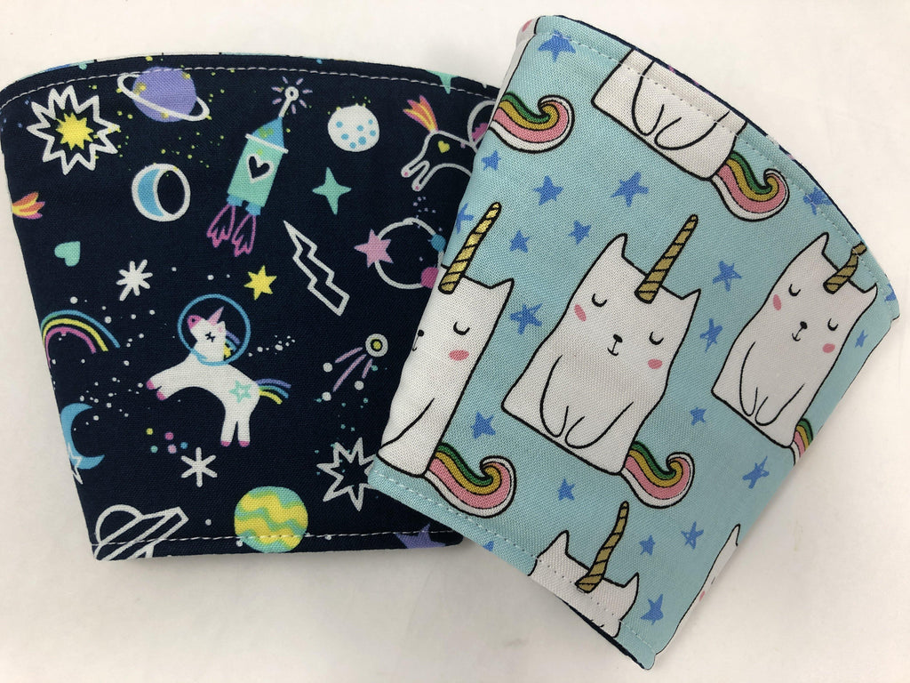 Catirorn Reversible Coffee Cozy, Unicorn Insulated Hot Drink Sleeve, Coffee Lovers - EcoHip Custom Designs