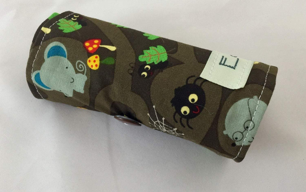 Animal Crayon Roll, Toddler Travel Toy, Kid's Crayon Case, Diaper Bag, Brown - EcoHip Custom Designs