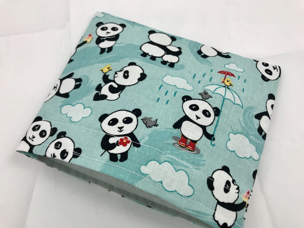 Blue Reusable Kid's Snack Bag, School Lunch Baggie, Panda Bears - EcoHip Custom Designs