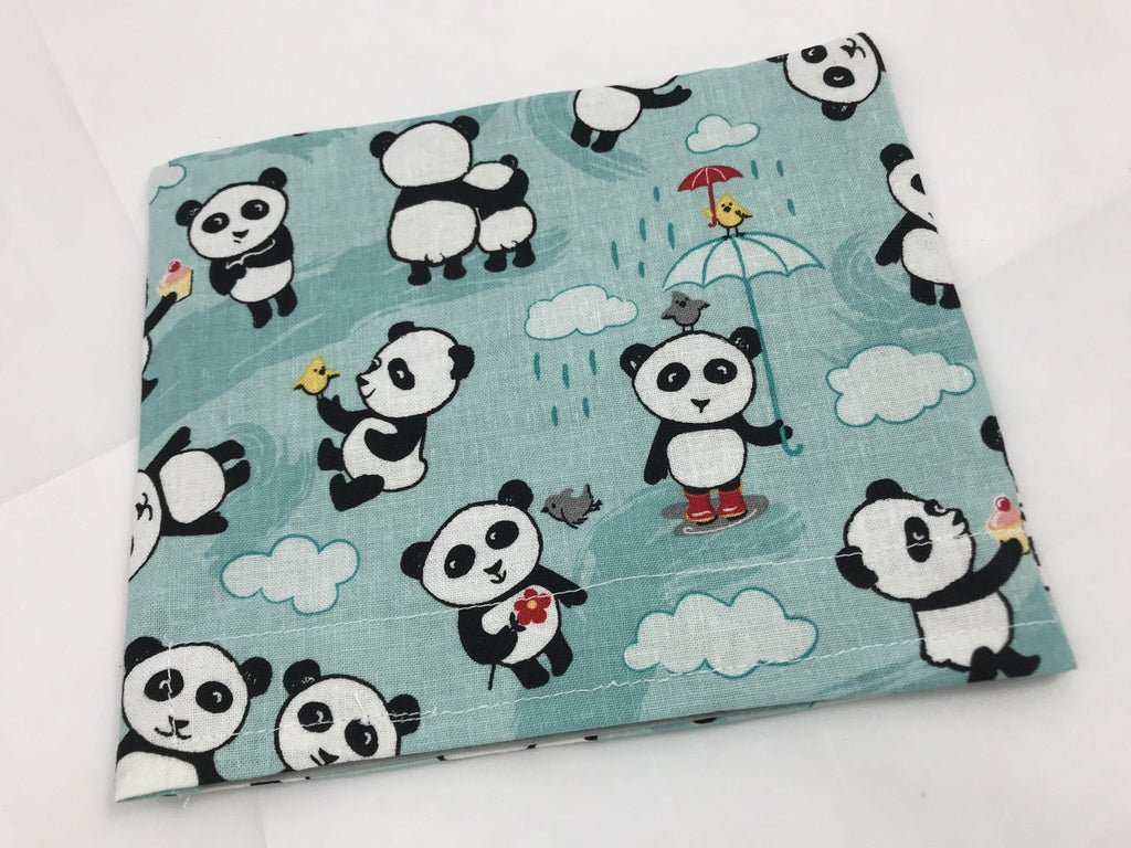 Blue Reusable Kid's Snack Bag, School Lunch Baggie, Panda Bears - EcoHip Custom Designs