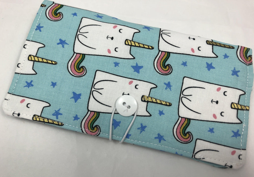 Checkbook Cover, Duplicate Check Book Register, Pen Holder, Unicorn, Cat - EcoHip Custom Designs