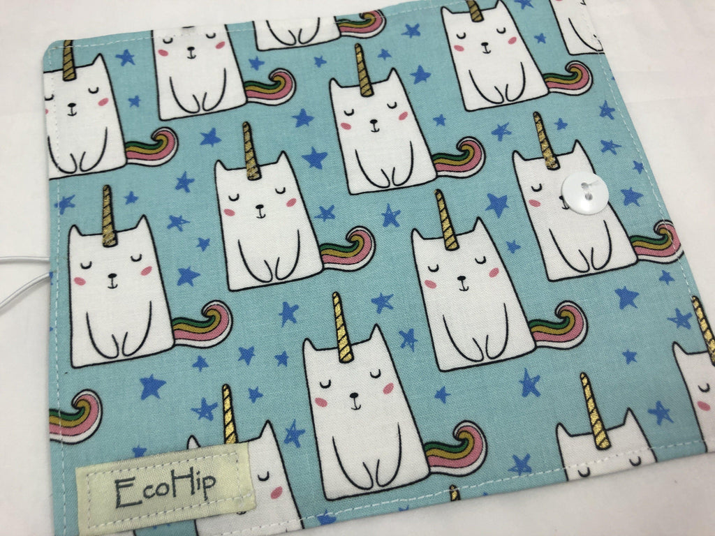 Checkbook Cover, Duplicate Check Book Register, Pen Holder, Unicorn, Cat - EcoHip Custom Designs