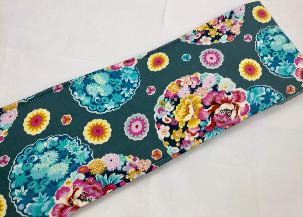 Curling Iron Case, Travel Flat Iron Holder, Bridesmaid Gift, Gray Blossoms - EcoHip Custom Designs