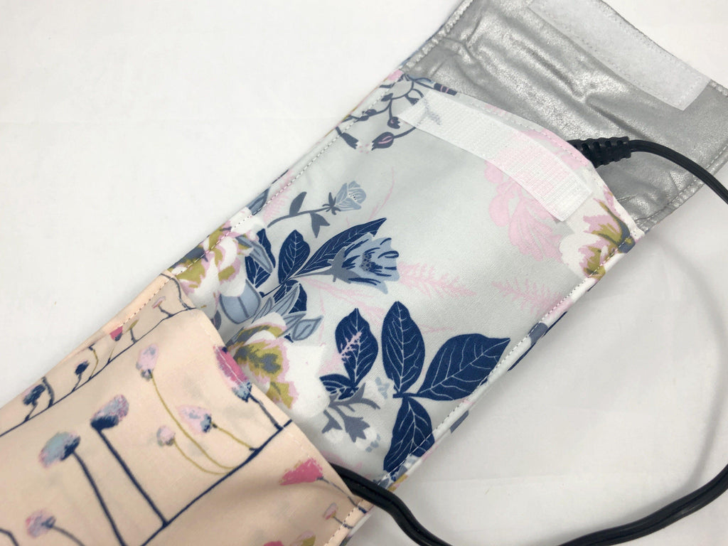 Curling Iron Cover, Flat Iron Case, Travel Bag, Heat Reflective, Wild Posy - EcoHip Custom Designs