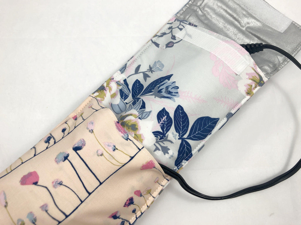 Curling Iron Cover, Flat Iron Case, Travel Bag, Heat Reflective, Wild Posy - EcoHip Custom Designs