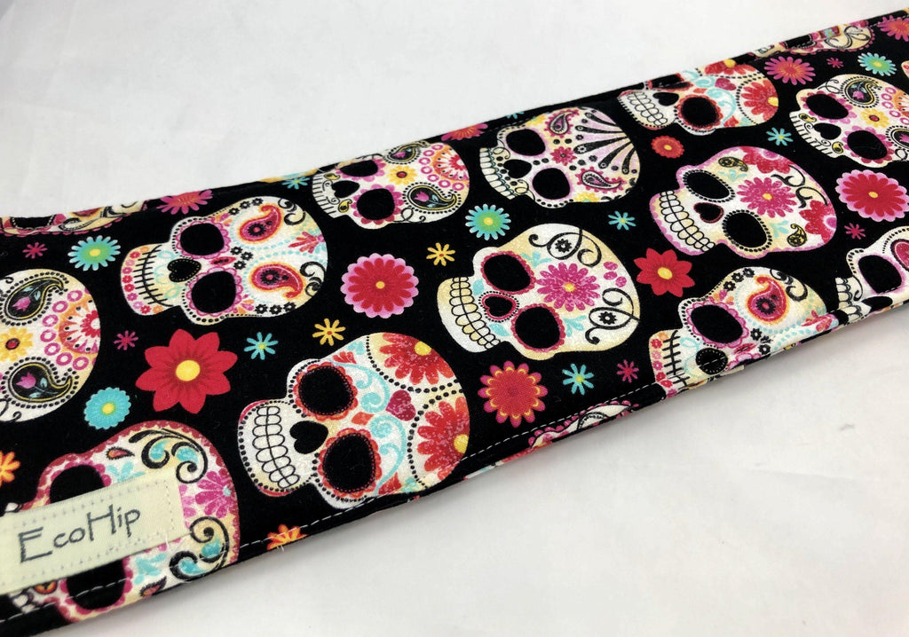 Curling Iron Holder, Flat Iron Bag, Travel Bag, Iron Cover, Sugar Skulls - EcoHip Custom Designs