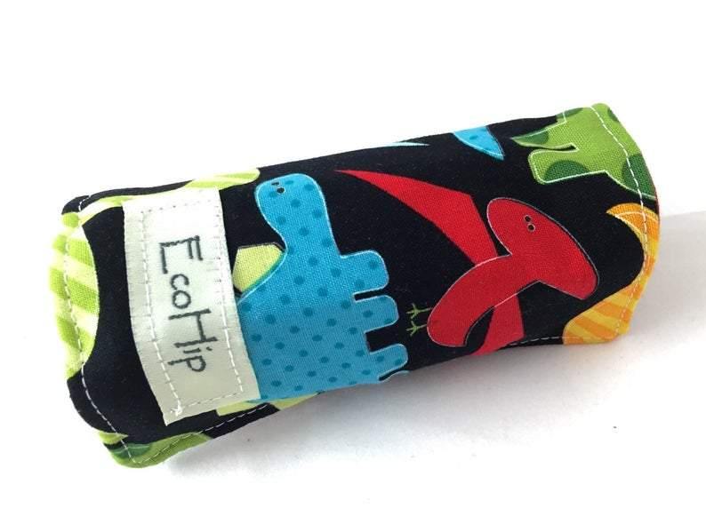 Dinosaur Crayon Roll, Toddler Travel Toy, Boy's Crayon Case, Crayon Wallet - EcoHip Custom Designs