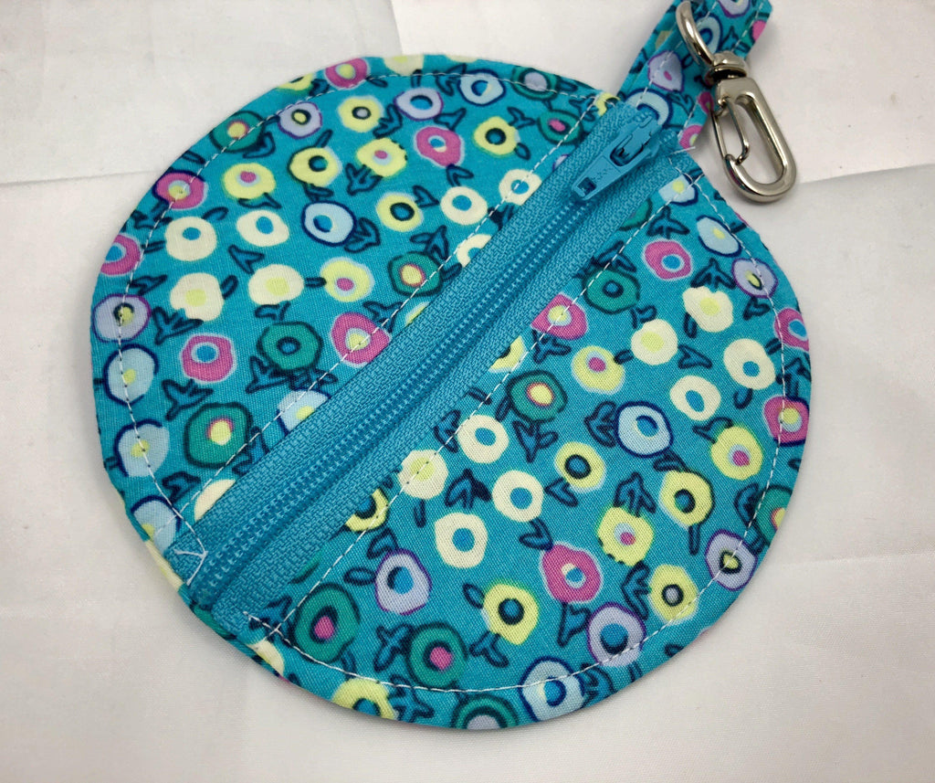 Ear Bud Case, Pacifier Pouch, Air Pod Case, Lens Cap Holder, Aqua Blue - EcoHip Custom Designs