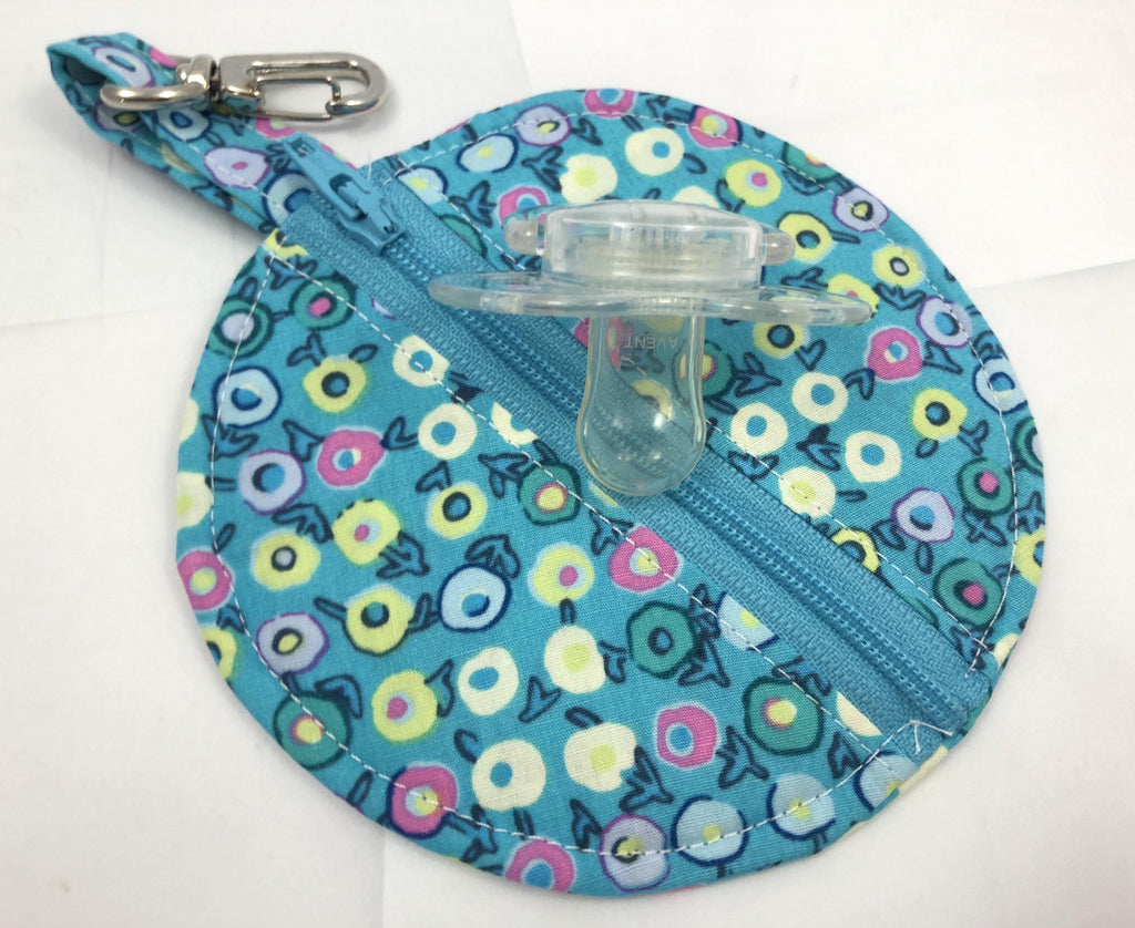 Ear Bud Case, Pacifier Pouch, Air Pod Case, Lens Cap Holder, Aqua Blue - EcoHip Custom Designs