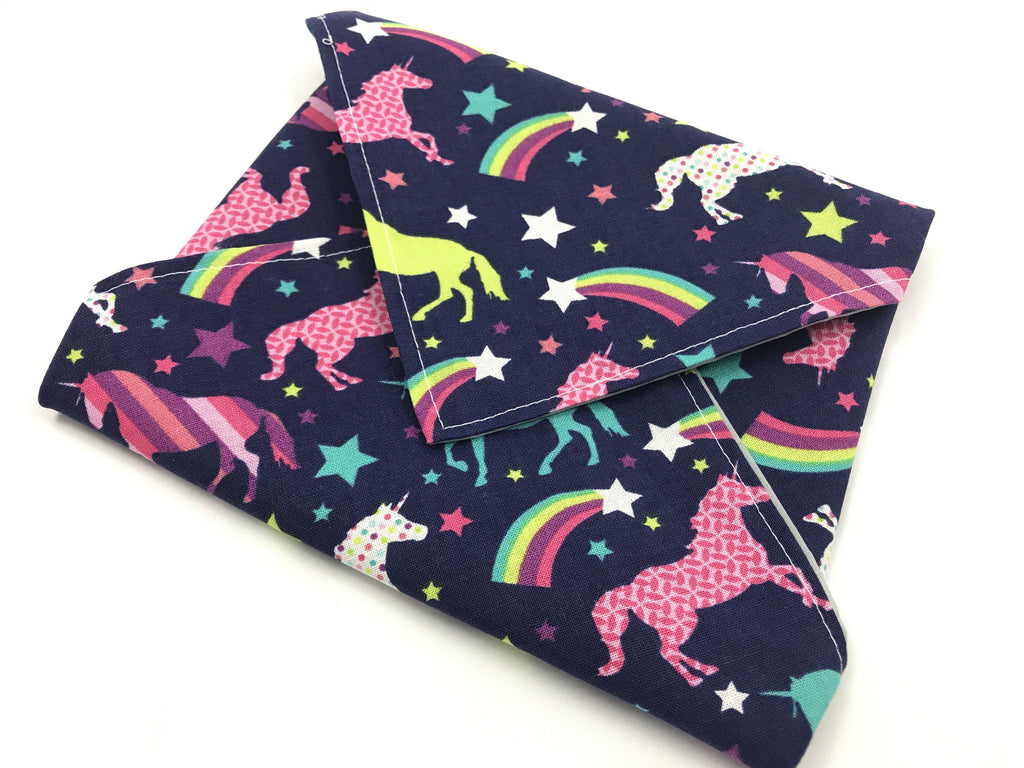 Eco-Friendly Sandwich Bag Wrap, Girl’s Sandwich Mat, Reusable School Lunch, Unicorn - EcoHip Custom Designs