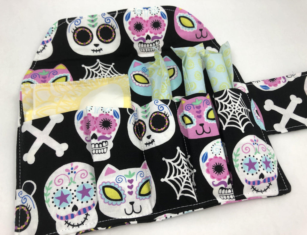 Feminine Products Case, Tampon and Sanitary Pad Holder, Tampon Bag, Day of the Dead - EcoHip Custom Designs