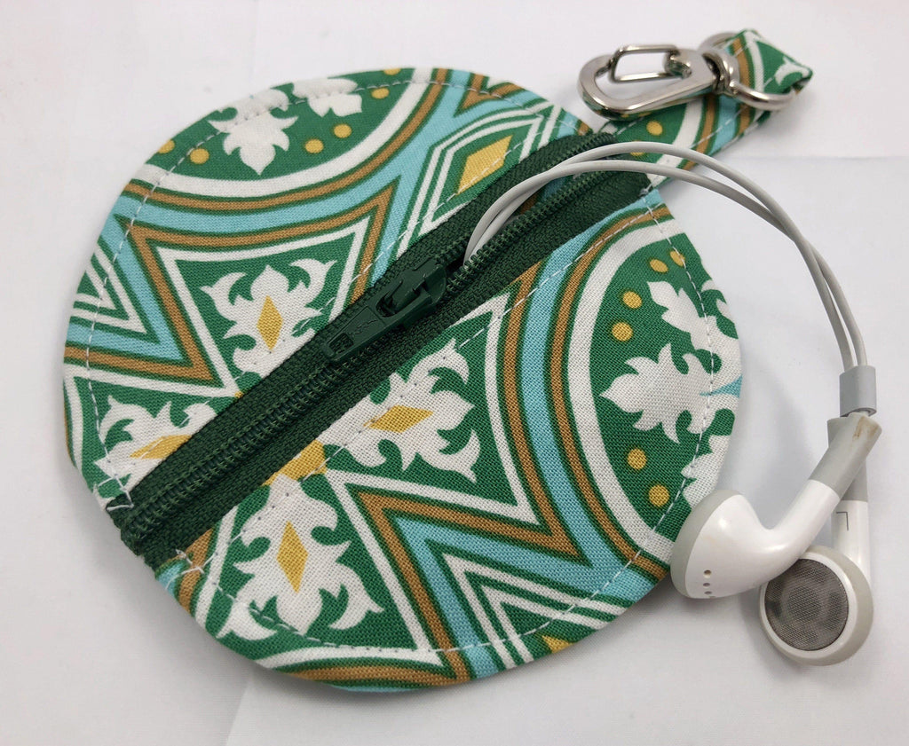 Green Ear Bud Case, Air Pod Zipper Pouch, Pacifier Cozy - EcoHip Custom Designs