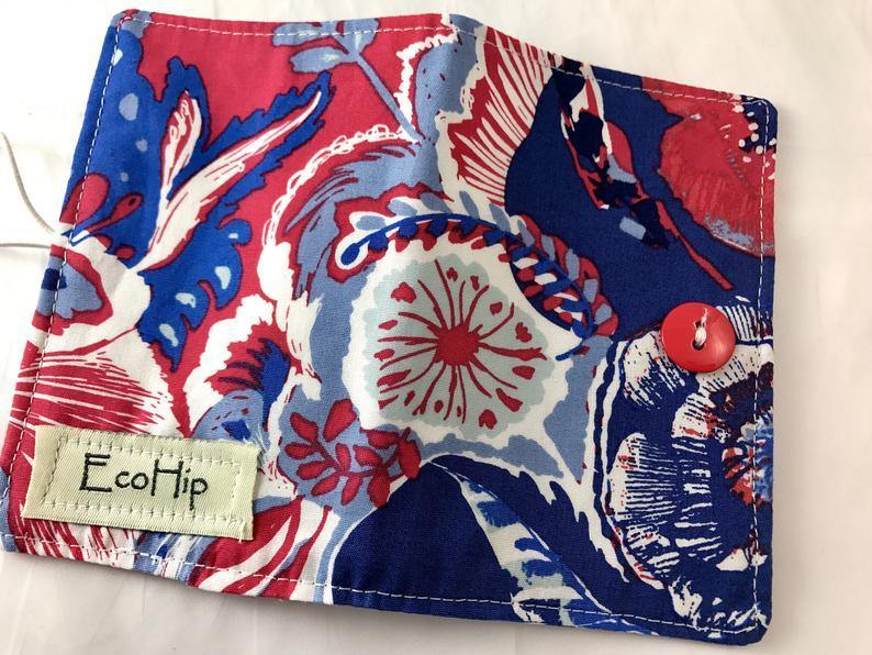 Red, Blue Tea Wallet, Gift Card Case, Teacher's Gift, Travel Teabag Case, Tea Lover - EcoHip Custom Designs