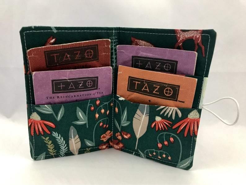 Green Grass, Travel Tea Bag Organizer, Small Women's Wallet, Card Holder - EcoHip Custom Designs