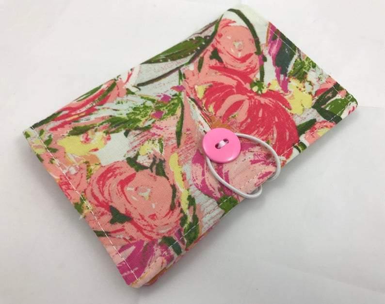 Pink Floral, Tea Bag Wallet, Travel Tea for Purse, Gift Card Case, Green - EcoHip Custom Designs