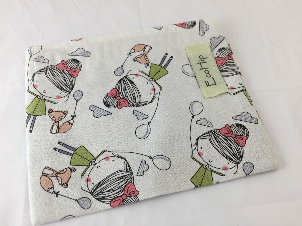 Fox Snack Baggie, Reusable Gir's Snack Bag for Kid's School Lunch - EcoHip Custom Designs