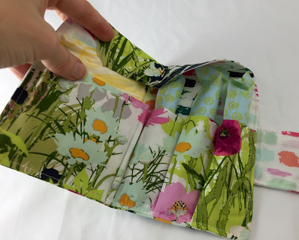 Green Sanitary Pad Pouch, Pink Floral Tampon Wallet, Women's Privacy Case - EcoHip Custom Designs