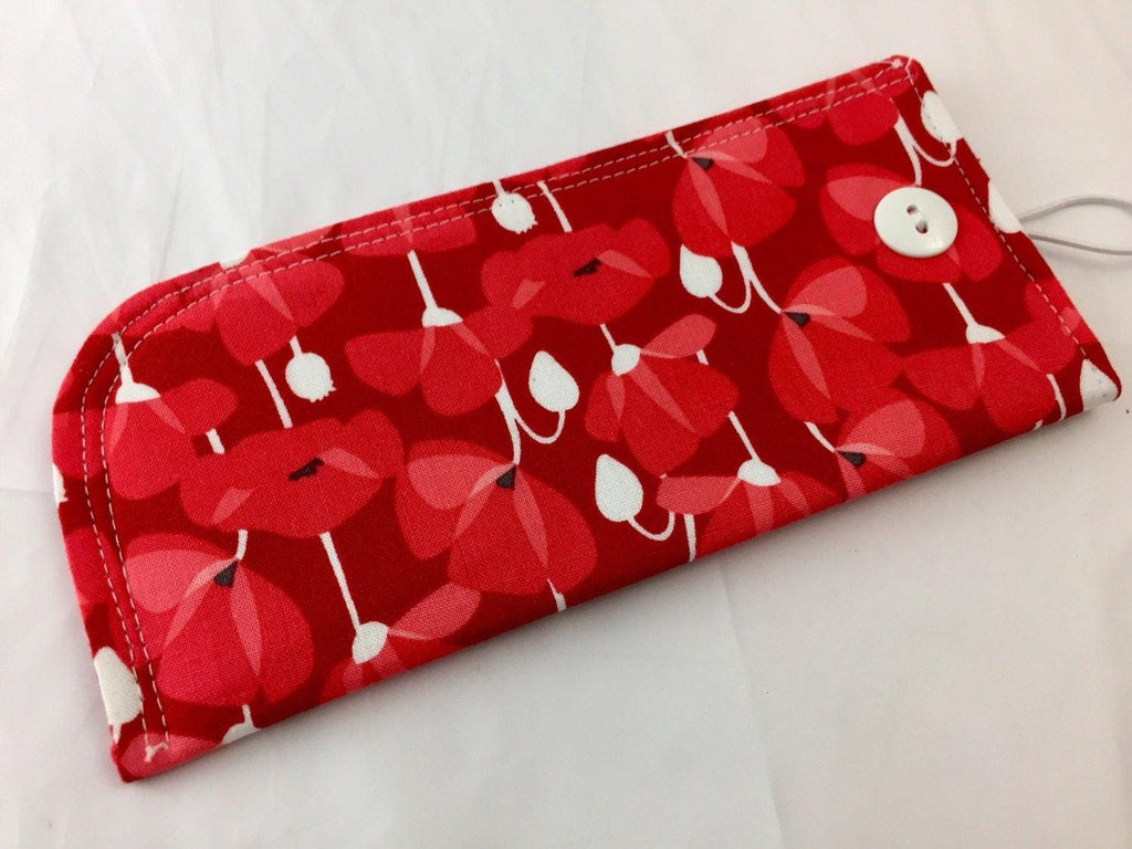 Fabric Eyeglass Case, Soft Sunglasses Case, Eye Glasses Sleeve, Eyeglass Pouch, Reading Glasses Case Holder - Desert Bloom Poppy in Red