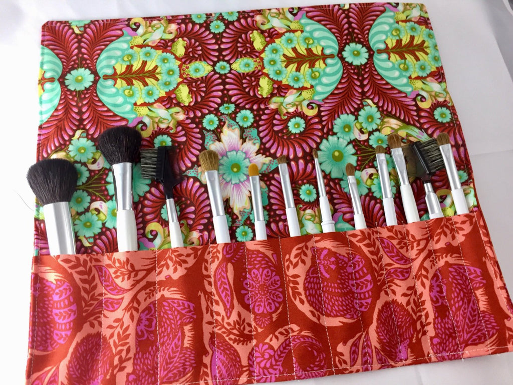 Animal Makeup Brush Roll, Travel Cosmetic Brush Pouch, Turtle Paint Brush Bag - EcoHip Custom Designs