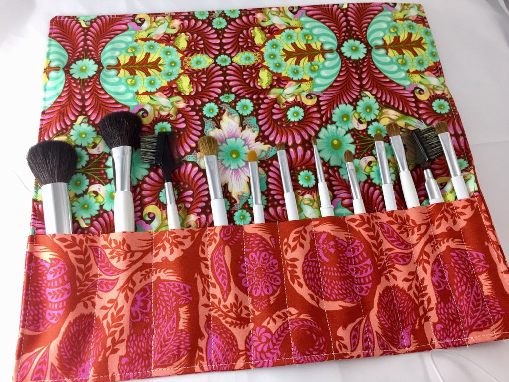 Animal Makeup Brush Roll, Travel Cosmetic Brush Pouch, Turtle Paint Brush Bag - EcoHip Custom Designs