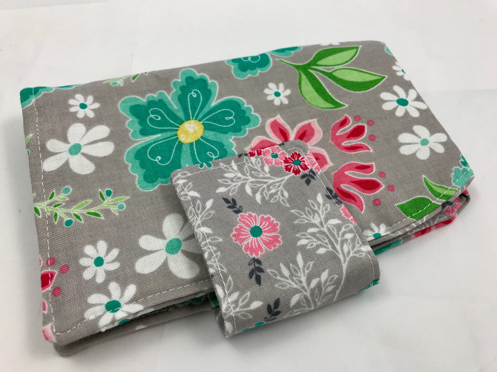 Gray Floral Tampon Wallet, Feminine Products Bag, Deer, Sanitary Pad Case - EcoHip Custom Designs