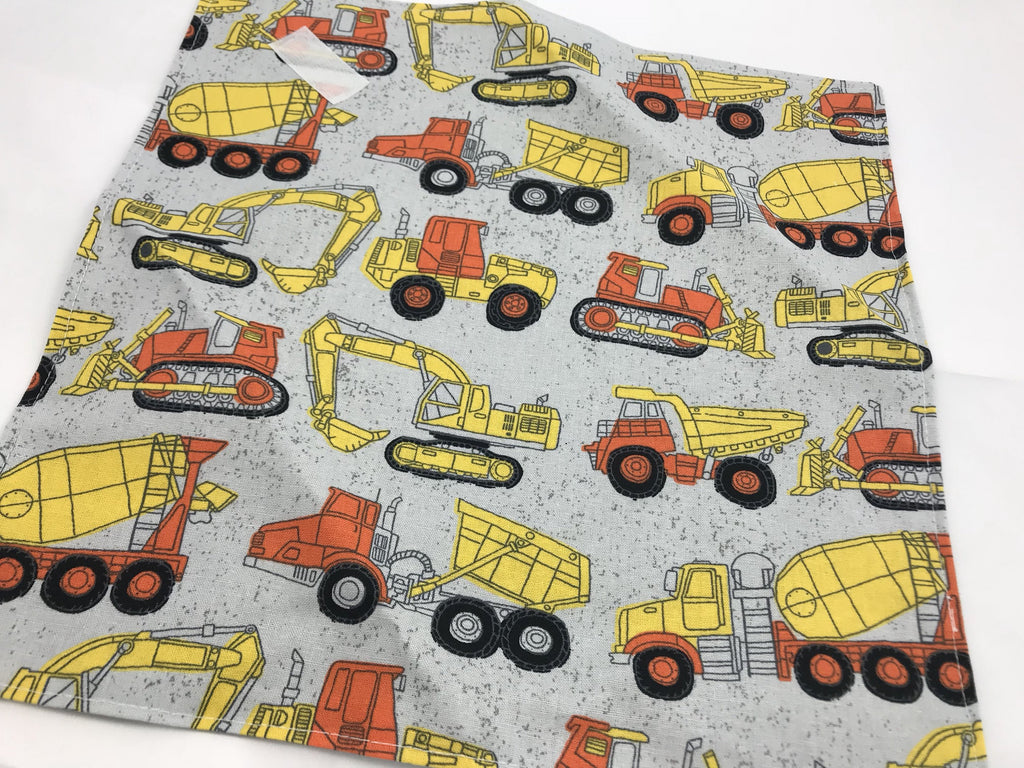 Gray Sandwich Bag, Construction Trucks Sandwich Mat, Dump Truck Lunch Bag - EcoHip Custom Designs