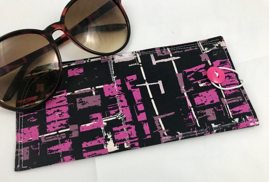 Black Fabric Reading Glasses Pouch, Eyeglass Slip On Case, Sunglasses Sleeve - EcoHip Custom Designs