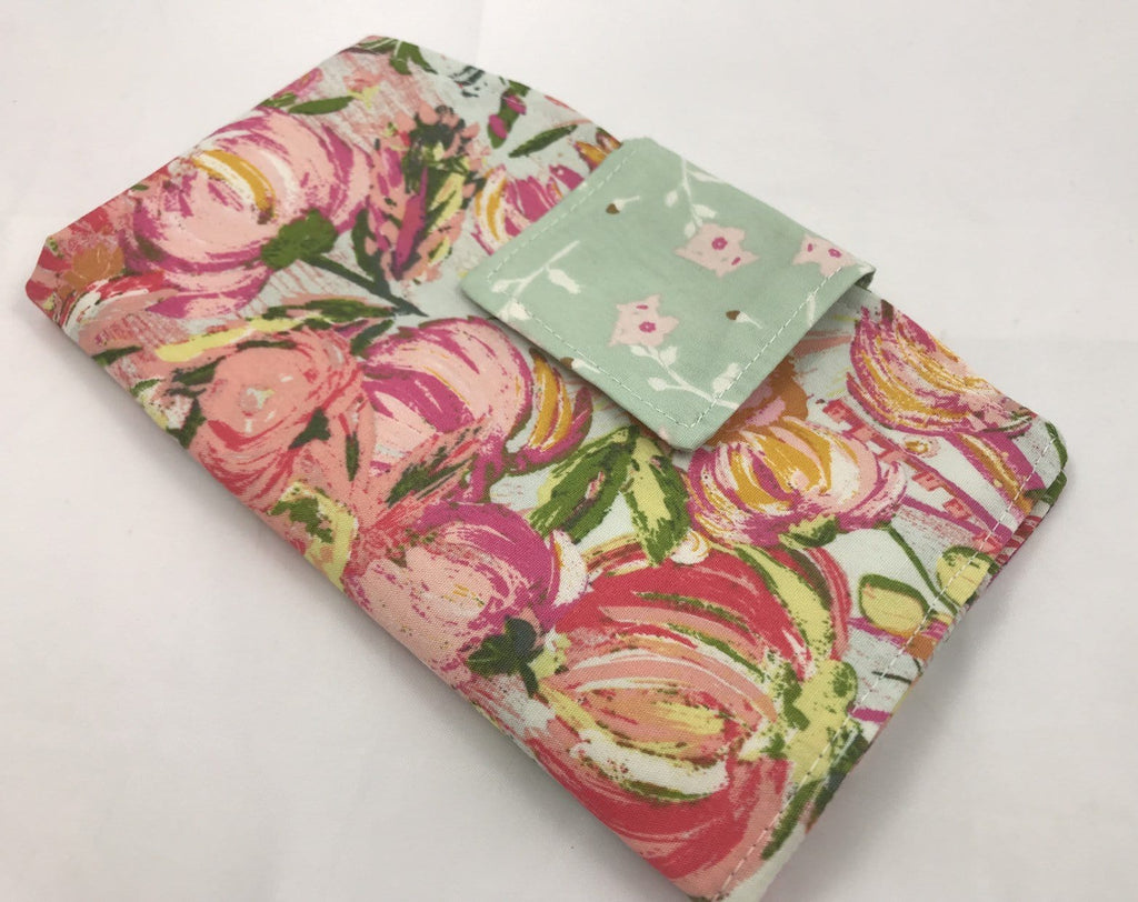 Pink Tampon Case, Green Floral Sanitary Pad Pouch, Time of the Month Holder - EcoHip Custom Designs