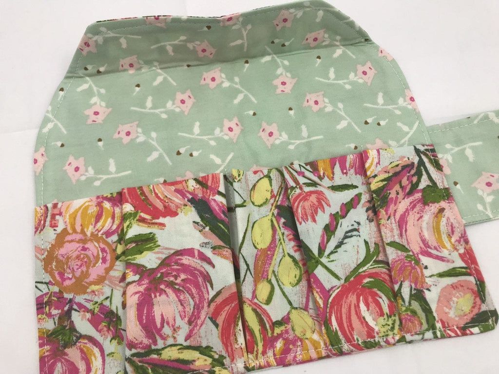 Pink Tampon Case, Green Floral Sanitary Pad Pouch, Time of the Month Holder - EcoHip Custom Designs