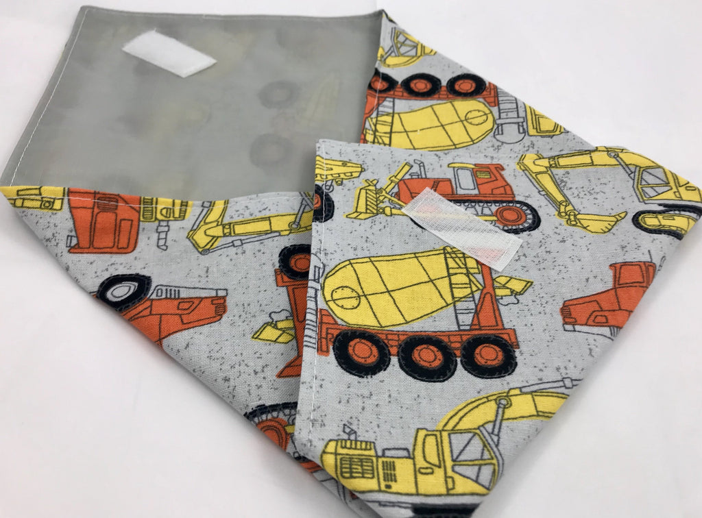 Gray Sandwich Bag, Construction Trucks Sandwich Mat, Dump Truck Lunch Bag - EcoHip Custom Designs