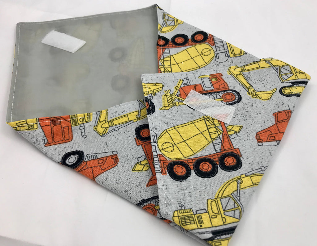 Gray Sandwich Bag, Construction Trucks Sandwich Mat, Dump Truck Lunch Bag - EcoHip Custom Designs