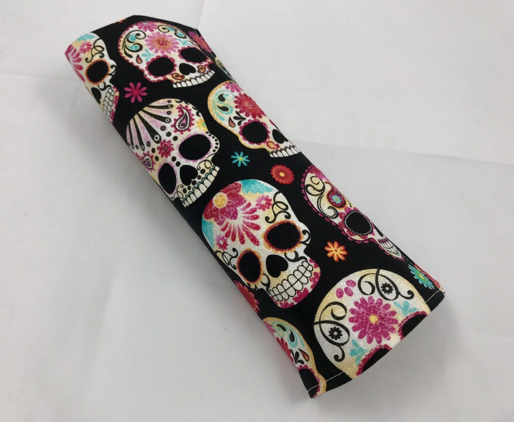 Sugar Skull Makeup Brush Roll, Black Cosmetic Brush Holder, Travel Paint Brush Case - EcoHip Custom Designs