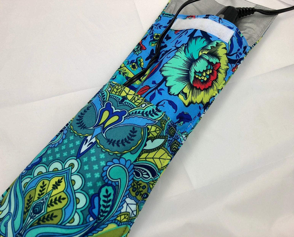 Blue Flat Iron Holder, Owl Curling Iron Cover, Travel Flat Iron Bag - EcoHip Custom Designs