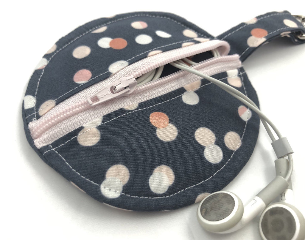 Gray Airpod Pouch, Polka Dot Ear Pod Case, Pink Headphone Cozy - EcoHip Custom Designs