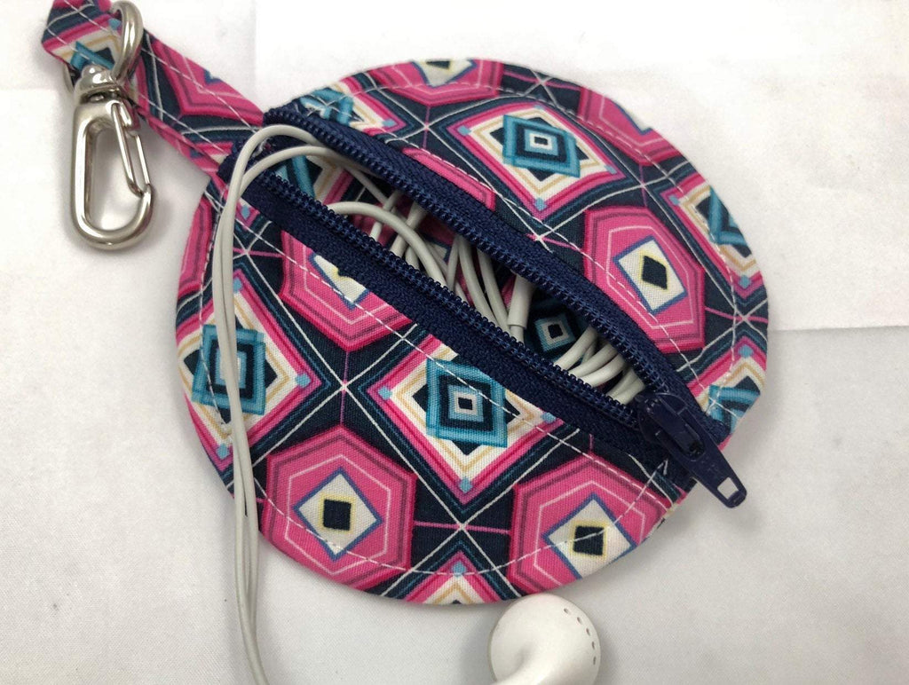 Black Pacifier Pouch, Pink Ear Pod Case, Small Zipper Coin Purse - EcoHip Custom Designs