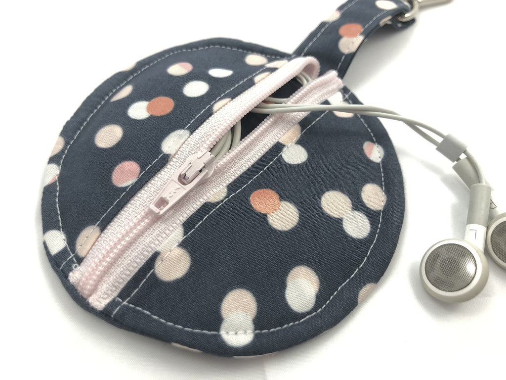 Gray Airpod Pouch, Polka Dot Ear Pod Case, Pink Headphone Cozy - EcoHip Custom Designs